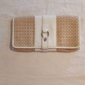 Cole Haan Leather and Straw Clutch